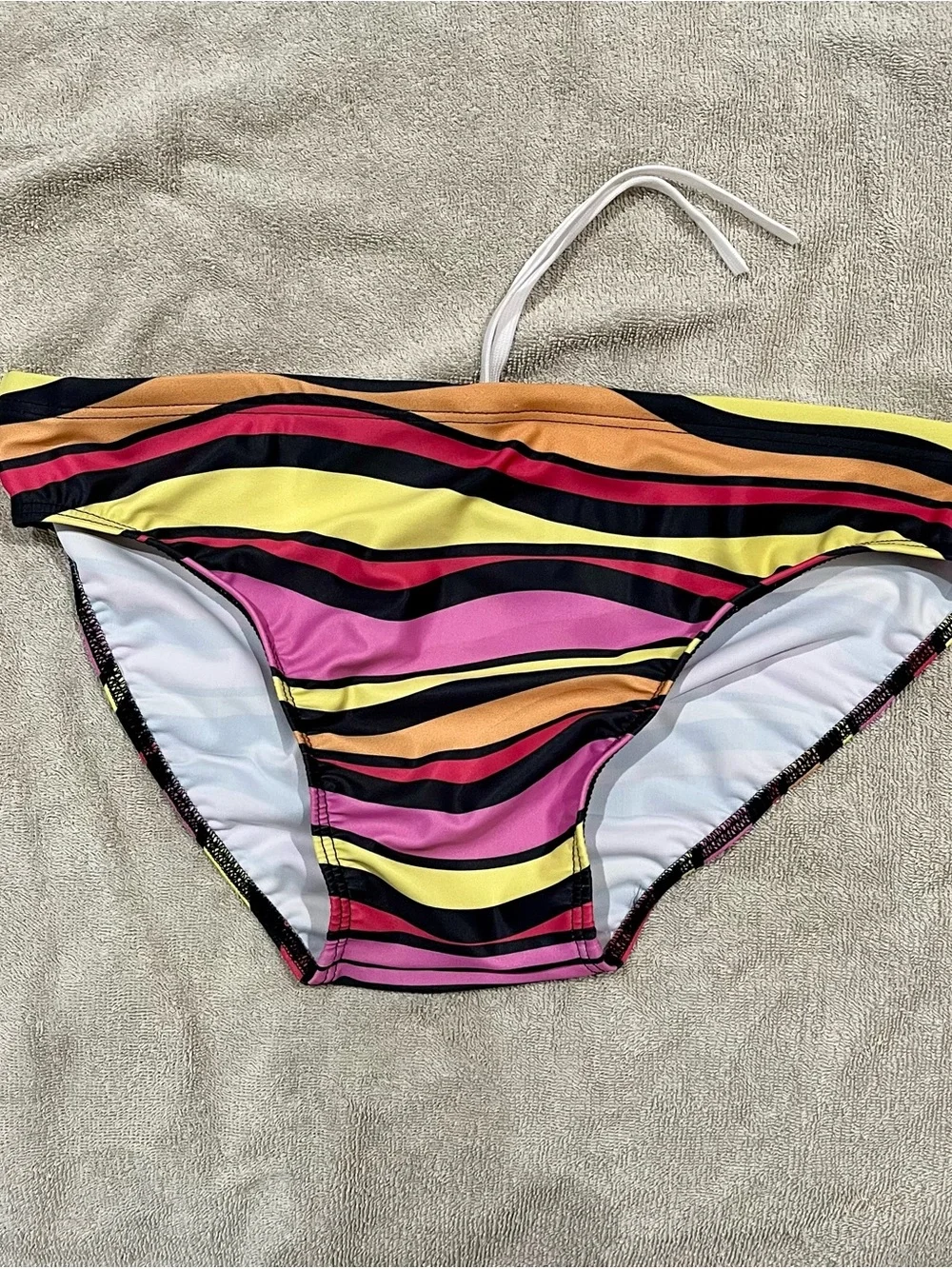 Men's Multi-Stripe Swim Briefs in Yellow, Pink & Black by Gali Swimwear, new